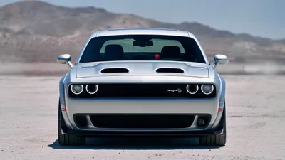 Vibrant Front Wallpaper Cars Wallpaper 4K 3000x1688 Front, View, Of, A, Silver, Dodge, Challenger, Srt, Muscle, Car, Salt, Flat, Gray, Ultrawide, QHD