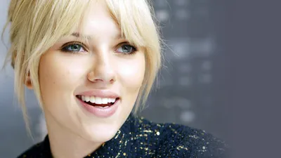 Calm Close Wallpaper Abstract Wallpaper 4K 1920x1080 A, Close-up, Of, Scarlett, Johansson, Smiling, Featuring, Her, Blonde, Hair, Sparkling, Outfit, White, Ultrawide, Full HD