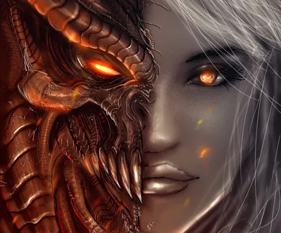 Fantasy Character Angelic Fantasy Wallpaper 4K 1995x1656 A, Striking, Hd, Wallpaper, Featuring, Fantasy, Character, Angelic, Features, One, Side, Demonic, Gray, Square, Full HD
