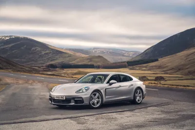 Silver Panamera Mountain Cloudy Skies Nature Wallpaper 4K 4096x2731 Silver, Porsche, Panamera, 4s, Parked, On, A, Mountain, Road, Under, Cloudy, Skies, White, Landscape, 4k
