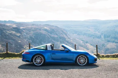 Dark Blue Wallpaper Nature Wallpaper 4K 4096x2732 Blue, Porsche, 911, Targa, 4s, Parked, On, A, Roadside, Scenic, Mountainous, Landscape, White, 4k