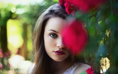Woman Gazes Thoughtfully Vibrant Abstract Wallpaper 4K 1920x1200 A, Beautiful, Woman, Gazes, Thoughtfully, Through, Vibrant, Red, Roses, Creating, Captivating, Desktop, White, Brown, Ultrawide, Full HD
