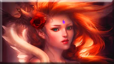 Fantasy Themed Woman Flowing Red Animals Wallpaper 4K 1920x1080 Fantasy-themed, Hd, Pc, Desktop, Wallpaper, Featuring, A, Woman, Flowing, Red, Hair, Glowing, Brown, Ultrawide, Full HD