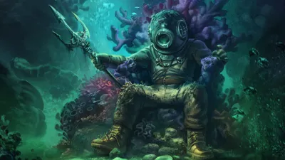 Radiant Fantasy Wallpaper Abstract Wallpaper 4K 1920x1080 Fantasy-themed, Hd, Pc, Desktop, Wallpaper, Depicting, A, Deep, Ocean, Scene, Diver, Vintage, Yellow, Pink, Ultrawide, Full HD