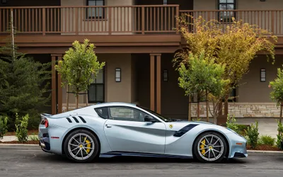 Silver F12berlinetta Supercar Grand Tourer Cars Wallpaper 4K 2048x1280 Silver, Ferrari, F12berlinetta, Supercar, Grand, Tourer, Parked, By, Townhouse, Sleek, Car, Vehicle, Gray, Ultrawide, Full HD