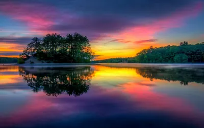 Moody Sunset Wallpaper Nature Wallpaper 4K 1920x1200 A, Stunning, Sunset, Over, An, Island, With, Trees, Silhouetted, Against, Vibrant, Colors, Purple, Brown, Ultrawide, Full HD