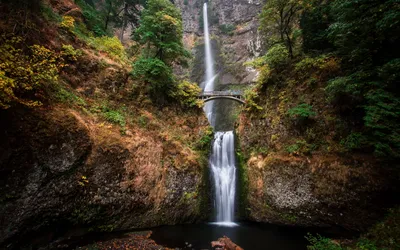 Serene Waterfall Cascading Nature Wallpaper 4K 1920x1200 Hd, Pc, Desktop, Wallpaper, Showing, A, Serene, Waterfall, Cascading, Beneath, Stone, Bridge, Gray, Brown, Ultrawide, Full HD