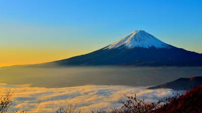 Bright Snow Wallpaper Nature Wallpaper 4K 3840x2160 Snow-capped, Mount, Fuji, Rises, Above, A, Blanket, Of, Clouds, Sunrise, Captured, Vibrant, Yellow, Pink, Ultrawide, 4k