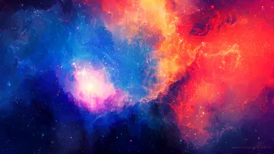 Vibrant Cosmic Swirling Blue Space Wallpaper 4K 1920x1080 Hd, Wallpaper, Featuring, A, Vibrant, Cosmic, Scene, With, Swirling, Blue, Red, Nebulae, Orange, Ultrawide, Full HD