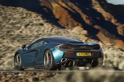 Mclaren 570gt Supercar Cars Wallpaper 4K 4096x2731 A, Mclaren, 570gt, Supercar, In, Metallic, Blue, Is, Parked, Road, Rugged, Mountains, Gray, Landscape, 4k