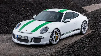 Sleek White Green Cars Wallpaper 4K 4096x2304 A, Sleek, White, Porsche, 911, With, Green, Stripes, Showcased, Rugged, Terrain, Exemplifying, Ultrawide, 4k