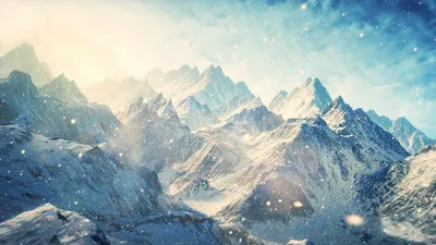Serene Snow Wallpaper Nature Wallpaper 4K 1920x1080 Snow-covered, Mountain, Peaks, Under, A, Bright, Sky, With, Falling, Snowflakes, Captured, Stunning, White, Ultrawide, Full HD
