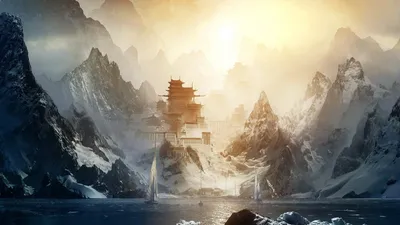 Breathtaking Fantasy City Nestled Space Wallpaper 4K 1920x1080 A, Breathtaking, Fantasy, City, Nestled, Among, Towering, Mountains, Bathed, Golden, Sunlight, Serene, White, Ultrawide, Full HD