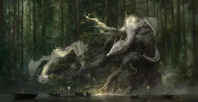 Calm Majestic Wallpaper Fantasy Wallpaper 4K 1920x995 A, Majestic, Dragon, Entwined, In, Ancient, Trees, Emerging, Misty, Forest, Captivating, Fantasy, Brown, Gray, Ultrawide, Full HD