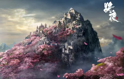 Vivid Fantasy Wallpaper World Wallpaper 4K 1920x1225 A, Stunning, Fantasy, City, Set, Against, Backdrop, Vibrant, Pink, Blossoms, Featuring, Majestic, Gray, Ultrawide, Full HD