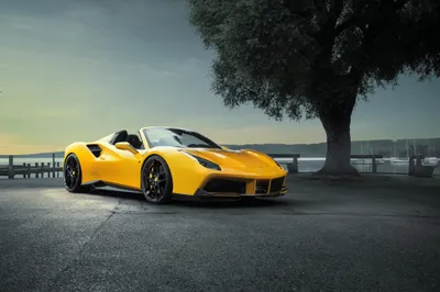 Yellow Spider Supercar Near Tree Cars Wallpaper 4K 4096x2731 Yellow, Ferrari, 488, Spider, Supercar, Parked, Near, A, Tree, Sunset, Captured, Ultra, Gray, Landscape, 4k