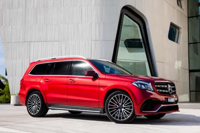 Sleek Red Benz Class Suv Abstract Wallpaper 4K 4096x2731 A, Sleek, Red, Mercedes‑benz, Gl-class, Suv, Parked, In, Front, Modern, Architectural, Showcasing, White, Landscape, 4k