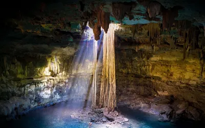 Cave Interior Sunlight Streaming Rock Wallpaper 4K, Abstract category