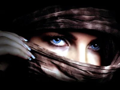 Woman Blue Eyes Partially Covered Abstract Wallpaper 4K 1600x1200 Hd, Desktop, Wallpaper, Of, A, Woman, With, Striking, Blue, Eyes, Partially, Covered, White, Landscape