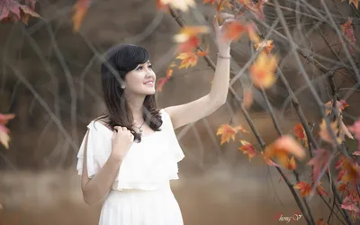Asian Woman White Nature Wallpaper 4K 1920x1200 Hd, Desktop, Wallpaper, Featuring, An, Asian, Woman, In, White, Dress, Smiling, Reaching, Gray, Ultrawide, Full HD