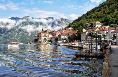 Man Village Perast Nature Wallpaper 4K 2048x1348 Hd, Desktop, Wallpaper, Of, The, Man-made, Village, Perast, Montenegro, Featuring, Waterfront, Houses, White, Pink, Ultrawide, Full HD