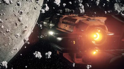 Radiant Star Wallpaper Space Wallpaper 4K 5120x2880 4k, Ultra, Hd, Star, Citizen), Spaceship, Navigates, Through, Dense, Asteroid, Field, Deep, Orange, Gray, Ultrawide