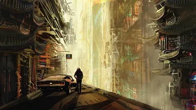Dreamy Futuristic Wallpaper World Wallpaper 4K 1920x1080 Futuristic, Cyberpunk, Cityscape, With, Towering, Sci‑fi, Buildings, Neon, Lights, Solitary, Figure, Standing, White, Gray, Ultrawide, Full HD