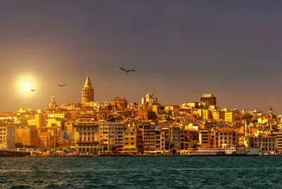 Calm Istanbul Wallpaper World Wallpaper 4K 3600x2414 Hd, Wallpaper, Of, Istanbul, Turkey, With, A, Golden-hued, Cityscape, Bathed, Sunlight, Galata, Brown, Landscape, QHD