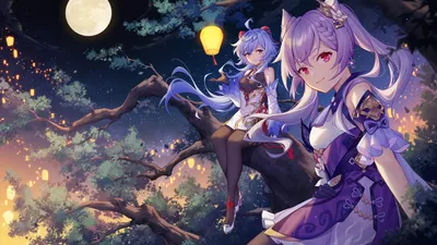 Genshin Impact Characters Space Wallpaper 4K 3508x1974 Hd, Wallpaper, And, Background, Featuring, (genshin, Impact), Characters, Keqing, Ganyu, Serene, Night, Gray, Ultrawide, QHD
