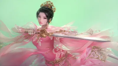 Fantasy Themed Woman Warrior Fantasy Wallpaper 4K 1920x1080 Fantasy-themed, Hd, Pc, Desktop, Wallpaper, Featuring, A, Woman, Warrior, Ornate, Pink, Armor, White, Ultrawide, Full HD