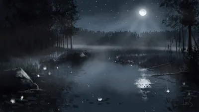 Nature Moon Star Sky Fog Nature Wallpaper 4K 4961x2800 Nature, Moon, Star, Sky, Fog, Forest, Night, Artistic, Lake, Desktop, Gray, Ultrawide, 4k