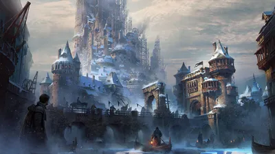 Serene Fantasy Wallpaper Nature Wallpaper 4K 1920x1080 Fantasy-themed, Hd, Desktop, Wallpaper, Featuring, A, Majestic, Castle, Towering, Spires, Set, Foggy, Gray, Ultrawide, Full HD