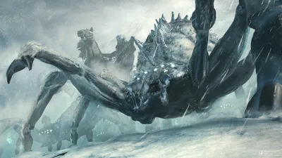 Bright Armored Wallpaper Black/Dark Wallpaper 4K 3000x1686 Armored, Spider-like, Dark, Creature, With, Glowing, Eyes, And, Icy, Spines, Advancing, Across, White, Gray, Ultrawide, QHD