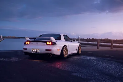 Vivid White Wallpaper Cars Wallpaper 4K 3840x2563 White, Mazda, Rx-7, Sports, Car, Parked, By, A, Waterfront, Dusk, Rear, View, Gray, Brown, Landscape, 4k