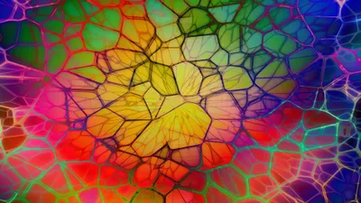 Dark Vibrant Wallpaper Abstract Wallpaper 4K 3840x2160 Vibrant, Abstract, Mosaic, Of, Interconnected, Cells, In, A, Spectrum, Colors, Rendered, Stunning, Orange, Yellow, Brown, Ultrawide, 4k