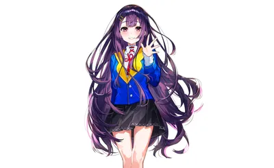 Dark Skirt Wallpaper Abstract Wallpaper 4K 2612x1600 Skirt, School, Uniform, Purple, Hair, Eyes, Long, Anime, Girl, Desktop, White, Ultrawide, QHD