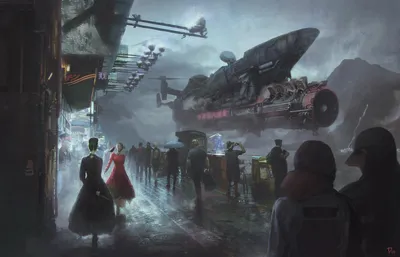 Steampunk Sci People Rainy World Wallpaper 4K 1920x1233 Hd, Desktop, Wallpaper, Featuring, A, Steampunk, Sci‑fi, Scene, People, Rainy, Street, Large, Gray, Ultrawide, Full HD