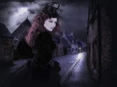Dark Fantasy Brunette Woman Victorian Black/Dark Wallpaper 4K 1800x1350 Dark, Fantasy, Hd, Pc, Desktop, Wallpaper, A, Brunette, Woman, Victorian, Black, Gown, Gray, Landscape
