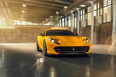 Vibrant Yellow Superfast Cars Wallpaper 4K 4500x3002 A, Vibrant, Yellow, Ferrari, 812, Superfast, Grand, Tourer, Supercar, Showcased, Spacious, Industrial, Gray, Brown, Landscape, 4k