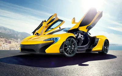 Vibrant Yellow Wallpaper Cars Wallpaper 4K 2560x1600 A, Striking, Yellow, Mclaren, P1, Supercar, Stands, With, Doors, Open, Showcasing, Sleek, White, Ultrawide, QHD