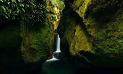 Serene Canyon Cascading Waterfall Surrounded Nature Wallpaper 4K 2048x1229 Hd, Desktop, Wallpaper, Of, A, Serene, Canyon, With, Cascading, Waterfall, Surrounded, Lush, Brown, Ultrawide, Full HD
