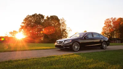 Vivid Black Wallpaper Nature Wallpaper 4K 4096x2304 A, Black, Mercedes‑benz, S-class, Car, Parked, On, Road, Trees, Autumn, Colors, Sun, White, Ultrawide, 4k