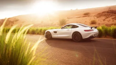 White Amg Supercar Cars Wallpaper 4K 3840x2160 A, White, Mercedes-amg, Gt, S, Supercar, Driving, On, Sunlit, Desert, Road, Captured, Ultrawide, 4k