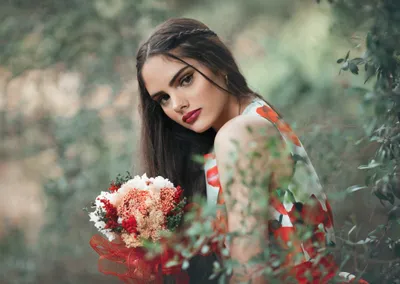Vibrant Brunette Wallpaper Abstract Wallpaper 4K 2048x1455 Hd, Pc, Desktop, Wallpaper, Of, A, Brunette, Model, Brown, Eyes, Red, Lipstick, Gray, Landscape, Full HD