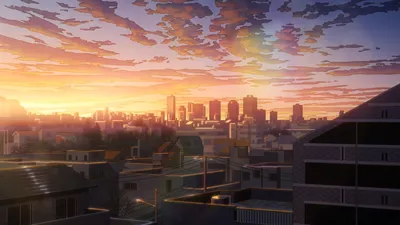 Serene Anime Wallpaper World Wallpaper 4K 1920x1080 Anime-style, Hd, Cityscape, At, Sunset, With, Vibrant, Clouds, Glowing, Skyline, Captured, Detailed, Black, Ultrawide, Full HD