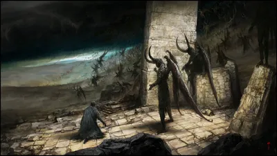 Misty Dark Wallpaper Black/Dark Wallpaper 4K 1920x1080 Dark, Hd, Pc, Desktop, Wallpaper/background:, Horned, Demon, Silhouettes, Confront, Lone, Cloaked, Figure, Gray, Ultrawide, Full HD