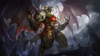 Dark Demon Tattered Black/Dark Wallpaper 4K 1920x1080 Dark, Demon, With, Tattered, Bat, Wings, Horned, Helm, Fiery, Chest, Rising, Over, Gray, Ultrawide, Full HD