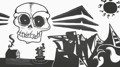Golden Black Wallpaper Black/Dark Wallpaper 4K 1920x1080 Black-and-white, Sketch, Of, A, Skull, Amid, Abstract, Black, Shapes, Dark, Geometric, Forms, White, Ultrawide, Full HD