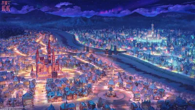 Vibrant Anime Wallpaper Nature Wallpaper 4K 2300x1294 Hd, Anime, Night, City, Desktop, Wallpaper, Showing, A, Glowing, Riverside, Cityscape, Lit, Brown, Ultrawide, Full HD