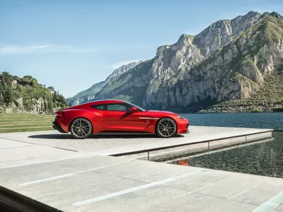Red Aston Martin Nature Wallpaper 4K 4096x3072 Red, Aston, Martin, Vanquish, Grand, Tourer, Parked, By, Lake, Mountainous, Backdrop, Captured, White, Landscape, 4k
